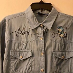 Vintage Pooh Blue 3/4 Sleeve Length Shirt L